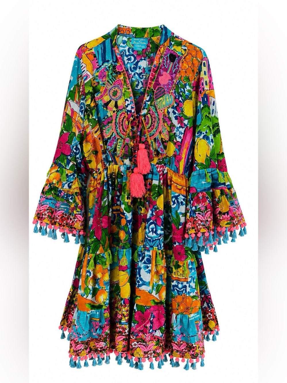 Antica Sartoria by Giacomo Cinque Positano lemon-print boho dress